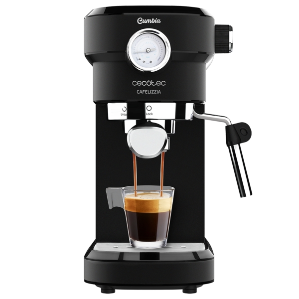 Cecotec Cafelizzia 790 Black Pro Cafetera Espresso con Vaporizador - 1350W - Vaporizador - Presion 20bar - Deposito 1.1L - Temperatura Regulable - Calientatazas - Termoblock - Manometro - Co
