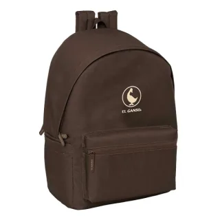 Safta el Ganso Basics Mochila para Portatiles hasta 15.6" - Bolsillo para Tablet hasta 11" - Antirrobo - Asa de Mano - Conector USB - Bolsillo Frontal - Acolchada - 31x44x18cm - Color Chocol