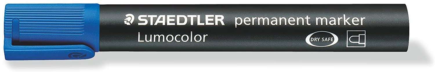 Staedtler Lumocolor 352 Rotulador Permanente - Punta Redonda - Trazo 2mm Aprox - Capuchon con Clip - Secado Rapido - Color Azul · Pack de 10 uds.