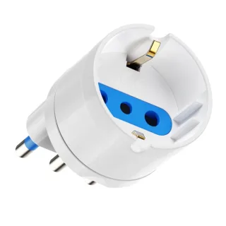 Ewent Adaptador de Viaje para Toma de Enchufe Italiana Tipo L 16A - Hembra Tipo L/Schuko - Color Blanco