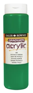 Daler Rowney Graduate Pintura Acrilica - Botella de Plastico - 500ml - Color Verde Ftalo