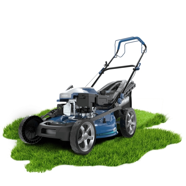 Cecotec Terrenator 4000.51 Total Z Auto Cortacesped de Gasolina - Deposito 0.8L - Ancho de Corte 51cm - Motor de 167cc - Tanque de Aceite 0.5 L - Altura de Corte Ajustable - Color Azul Marin