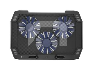 Natec Oriole Base Refrigeradora para Portatil de 17.3" - 3 Ventiladores de 120 mm - Control de Velocidad - Iluminacion Led - Hub de 2 Puertos USB-A - Color Negro