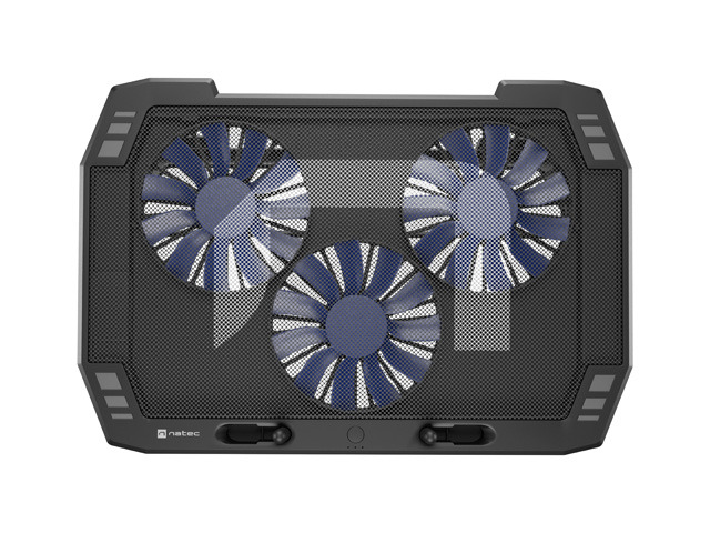 Natec Oriole Base Refrigeradora para Portatil de 17.3" - 3 Ventiladores de 120 mm - Control de Velocidad - Iluminacion Led - Hub de 2 Puertos USB-A - Color Negro