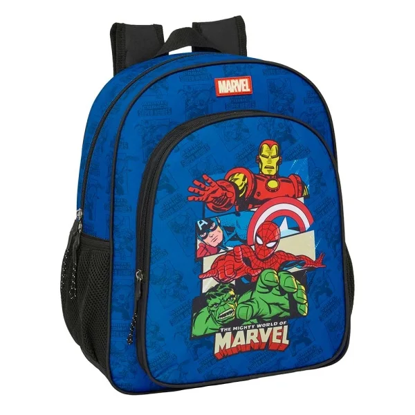 Safta Avengers Mochila - Adaptable a Carro - Portabotellas - Doble Tirador en Cremallera - Hombreras Ergonomicas - Asa de Mano Superior - 15L - 320x120x380mm - Color Azul Oscuro
