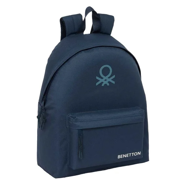 Safta Benetton Basics Antracita Mochila - Bolsillo Frontal - Hombreras Acolchadas - Doble Tirador en Cremallera - Asa Superior - 20.80L - 330x150x420mm - Color Azul Marino