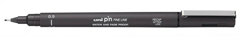 Uni-ball Pin 05-200 Rotulador Calibrado - Punta Poliacetal - Ancho de Trazo 0.5mm - Tinta Pigmentada Resistente al Agua y Luz - Color Gris Oscuro · Pack de 12 uds.