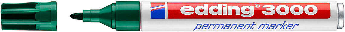 Edding 3000 Rotulador Permanente - Punta Redonda de 1.5mm - Trazo entre 1.5 y 3mm - Recargable - Secado Rapido - Color Verde · Pack de 10 uds.