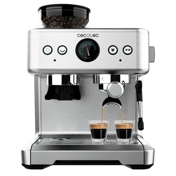 Cecotec Power Espresso 20 Barista Maestro Cafetera Espresso - Potencia 2250W - Capacidad 250g - Presion 20bar - Vaporizador - Temperatura Regulable - Termoblock - Molinillo - Manometro - Color Acero