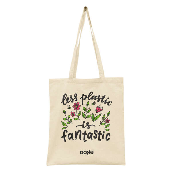 Dohe Totebag Grande de Algodon 50% Reciclado y Organico 220g/m2 - Asas Largas - Sostenible y Respetuoso con el Medio Ambiente - Ideal para Uso Diario