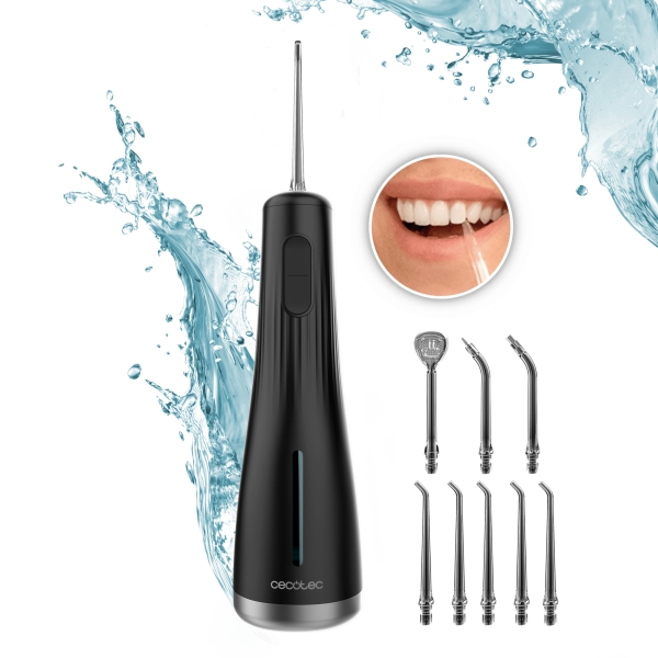 Cecotec ToothCare Jet Liberty Irrigador Dental Portatil - 8 Boquillas Intercambiables - 4 Modos - Deposito de 250ml - Resistente al Agua IPX7 - Compacto y Ligero - 1600 Pulsos por Minuto - C