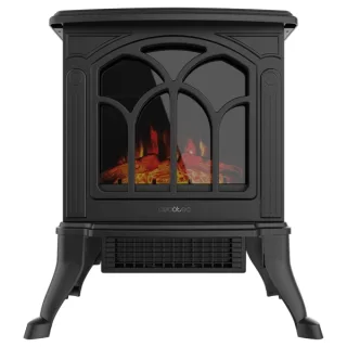 Cecotec ReadyWarm 1500 Chimenea Electrica de Pie - Potencia de 1500W - Estancias hasta 20m2 - Termostato Ajustable - Llamas LED Ajustables - Efecto Fuego Realista - Calentamiento Rapido - Co