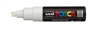 Posca PC-8K Marcador de Pintura - Punta Biselada Acrilica 8mm - Tinta Base al Agua - No Permanente - Resistente a la Luz - Ideal para Carteleria y Decoracion - Color Blanco · Pack de 6 uds.