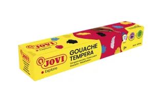 Jovi Gouache Estuche de 5 Botes de Tempera Escolar 35ml - Mezclables - para Papel, Cartulina, Madera, Tela, Pasta de Modelar y Fango - Incluye Pincel - Color Surtido
