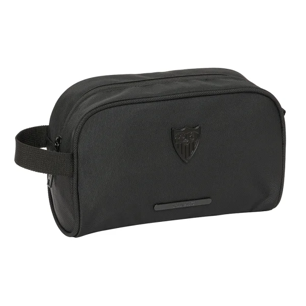Safta Sevilla FC Business Neceser de 3.6L - Cremallera - Asa Lateral - Adapatable a Carro - Interior Forrado - 240x100x150mm - Color Negro