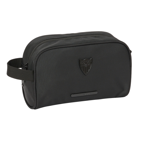 Safta Sevilla FC Business Neceser de 3.6L - Cremallera - Asa Lateral - Adapatable a Carro - Interior Forrado - 240x100x150mm - Color Negro