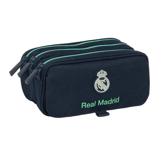 Safta Real Madrid 2ª Equipacion 25/26 Portatodo - 3 Compartimentos con Cremalleras - Bolsillo Frontal - Cinta Adaptable - 1.72L - 215x80x100mm - Color Azul Marino