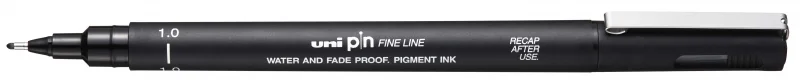 Uni-ball PIN10-200(S) Rotulador Calibrado - Punta Poliacetal 1mm - Ancho de Trazo 1mm - Tinta Pigmentada Resistente al Agua y Luz - Color Negro · Pack de 12 uds.