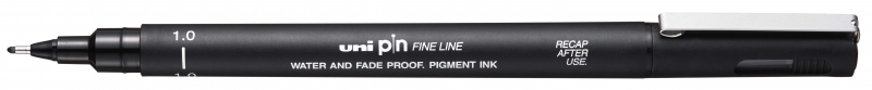 Uni-ball PIN10-200(S) Rotulador Calibrado - Punta Poliacetal 1mm - Ancho de Trazo 1mm - Tinta Pigmentada Resistente al Agua y Luz - Color Negro · Pack de 12 uds.
