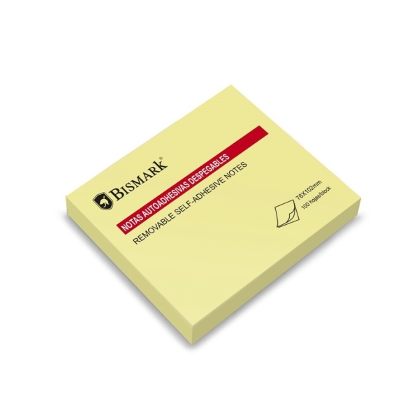 Bismark Bloc de 100 Notas Adhesivas 76x102mm - Color Amarillo · Pack de 12 uds.