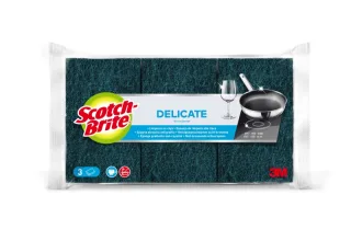Scotch-Brite Delicate Pack de 3 Estropajos de Cocina - No Raya - Color Verde Oscuro