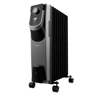 Cecotec ReadyWarm 9000 Space 360 Black Radiador de Aceite con 9 Modulos de 150x580mm - 2000W - Calienta hasta 22m2 - Tecnologia 360º - 3 Niveles de Potencia - Ruedas y Asa - Recogecables - C