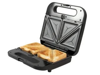 Cecotec Rock'nToast 1000 Sandwichera 3 en 1 - Potencia de 800W - Capacidad para 2 Sandwiches - Revestimiento Antiadherente - Placas Intercambiables - Cocina Homogenea - Color Negro