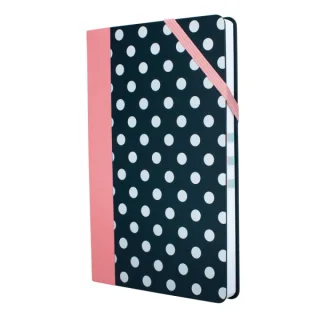 Milan Paperbook Dots Libreta Mediana - Cuadriculado - 208 Hojas de 80g - Cierre Elastico - Color Negro