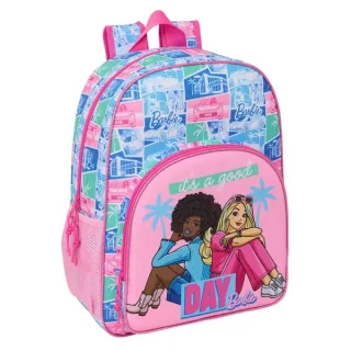 Safta Barbie Mochila Adaptable a Carro - Portabotellas - Doble Tirador en Cremallera - Hombreras Ergonomicas Acolchadas - Asa de Mano Superior - 19L - 330x140x420mm - Color Rosa