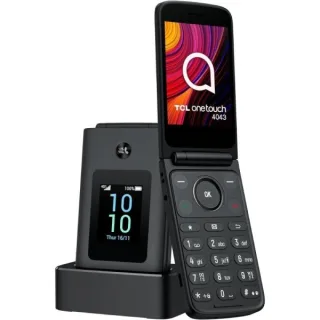 TCL One Touch 4043 Telefono Movil Pantalla Principal 3.2", Secundaria 1.77" Bluetooth 5.0 - Camara 2MP - Base de Carga - Color Gris Oscuro