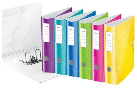 Leitz Active Wow Pack de 5 Archivadores de Palanca A4 - Lomo 82mm - Cierre con Goma Elastica - Colores Surtidos