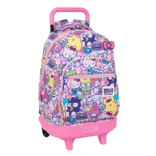 Safta Hello Kitty and Friends Mochila con Carro - Extraible - 33L - Portabotellas - Tarjeta de Identificacion Personal - Cremallera con Doble Tirador - Asa - Bolsillo Frontal - 33x45x22cm -