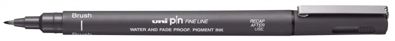 Uni-ball PINBR-200(S) Rotulador Calibrado - Punta Poliacetal Brush - Tinta Pigmentada Resistente al Agua y Luz - Color Gris Claro · Pack de 12 uds.