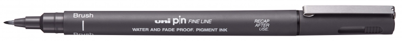 Uni-ball PINBR-200(S) Rotulador Calibrado - Punta Poliacetal Brush - Tinta Pigmentada Resistente al Agua y Luz - Color Gris Claro · Pack de 12 uds.