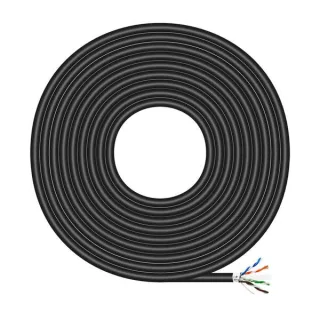 Aisens Bobina de Cable de Red Exterior Impermeable RJ45 Cat.6 Ftp Rigido Awg24 - 305m - Color Negro