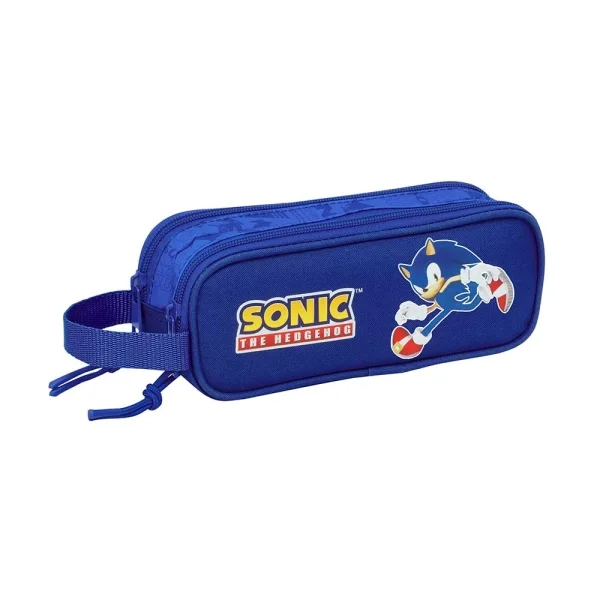 Safta Sonic Portatodo - 2 Compartimentos con Cremalleras - Asa Lateral - 1L - 210x60x80mm - Color Azul Oscuro