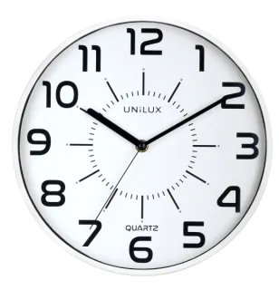 Unilux Unilux Pop Reloj de Pared - Pila Incluida - Numeros Grandes - Mecanismo Silencioso de Cuarzo - Color Blanco