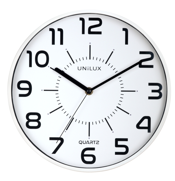 Unilux Unilux Pop Reloj de Pared - Pila Incluida - Numeros Grandes - Mecanismo Silencioso de Cuarzo - Color Blanco