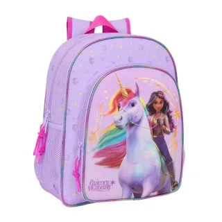 Safta Unicorn Academy Mochila - Adaptable a Carro - Portabotellas - Doble Tirador en Cremallera - Hombreras Ergonomicas - Asa de Mano Superior - 15L - 320x120x380mm - Color Rosa