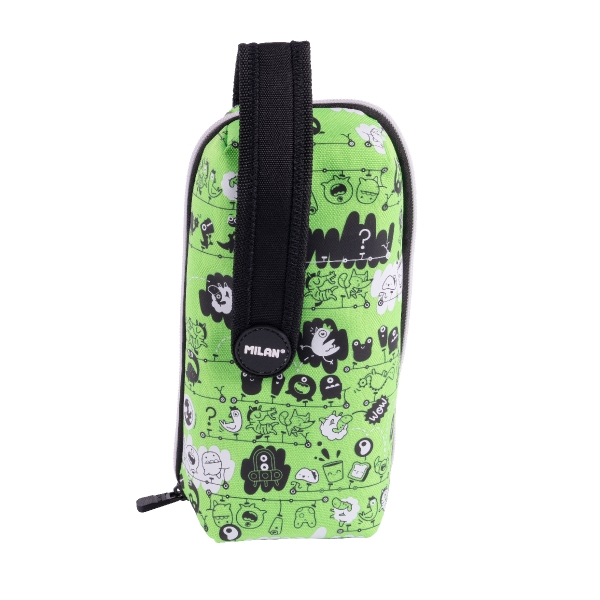 Milan Tandem 2 Pack de 4 Estuches con Goma de Borrar - Sacapuntas - Lapiz - 3 Boligrafos - Regla - 12 Lapices de Colores - 12 Rotuladores - Color Verde