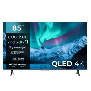 Cecotec V3+ Series VQU30085+ Smart TV de 85" QLED 4K UHD HDR - 120Hz - USB PVR - Procesador Cortex A55 - Sonido Dolby - WiFi - Android TV 11 - HDMI 2.1 - Chromecast - Bluetooth - Vesa - Colo