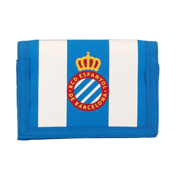 Safta RCD Espanyol Billetera - Cierre con Velcro - Multiples Compartimentos - Bolsillo para Monedas - 125x95mm - Color Azul y Blanco