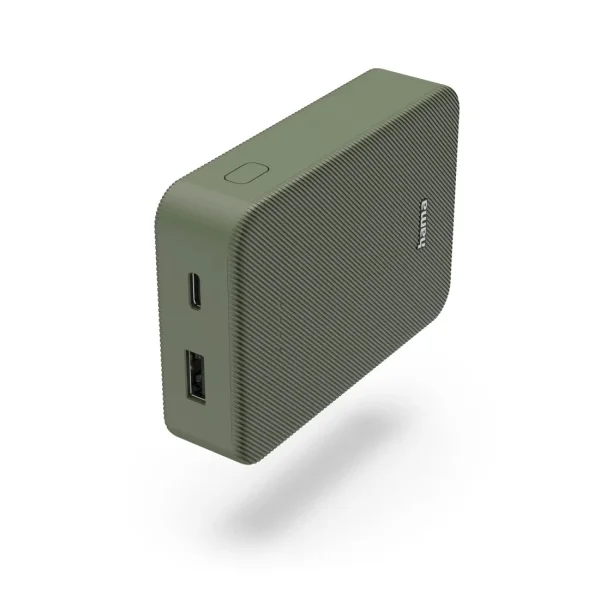 Hama Color 10 Bateria Externa Powerbank 10000mAh - Polimero de Litio - USB-C - USB-A - Carga Rapida - Indicador LED de Carga - 2 Conexiones de Salida - 23x92x65mm - Color Verde Oscuro