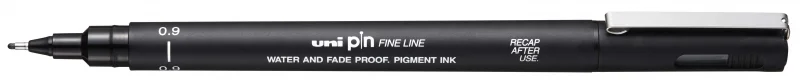 Uni-ball PIN09-200(S) Rotulador Calibrado - Punta Poliacetal 0.9mm - Tinta Pigmentada Resistente al Agua y Luz - Color Negro · Pack de 12 uds.