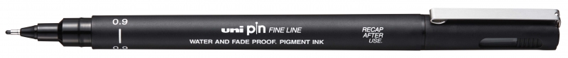 Uni-ball PIN09-200(S) Rotulador Calibrado - Punta Poliacetal 0.9mm - Tinta Pigmentada Resistente al Agua y Luz - Color Negro · Pack de 12 uds.