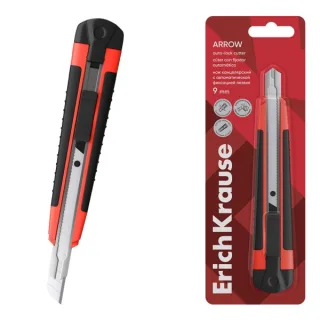 ErichKrause Arrow Cuter con Fijador Automatico - Metalico - Hoja de 9mm de Ancho - Color Rojo