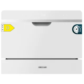 Cecotec Bolero Aguazero 2500 S-BI White Glass Mini Lavavajillas - 6 Servicios - Seguro Infantil - 5 Programas - Inicio Programable - Color Blanco