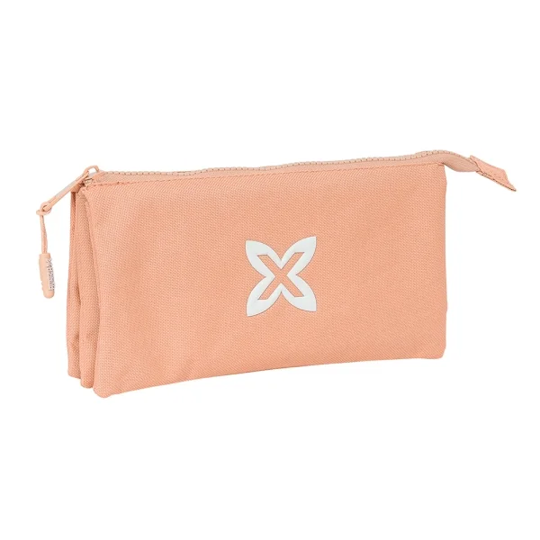 Safta Munich Basicos Peach Portatodo - 3 Compartimentos con Cremalleras - Bolsillo Interior - 0.6L - 220x30x120mm - Color Naranja