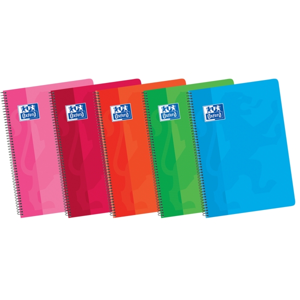 Oxford School Classic 4º Cuaderno Espiral Tapa Blanda 4x4 - 80 Hojas - Margen 4x4 - Colores Surtidos · Pack de 5 uds.