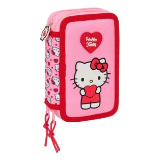 Safta Hello Kitty Plumier de 3 Pisos - 37 Piezas - 1.3L - Goma - Lapiz - Boligrafos - Sacapuntas - Reglas - 16 Colores - 14 Rotuladores - Material Duradero y Compacto - 125x55x195mm - Color